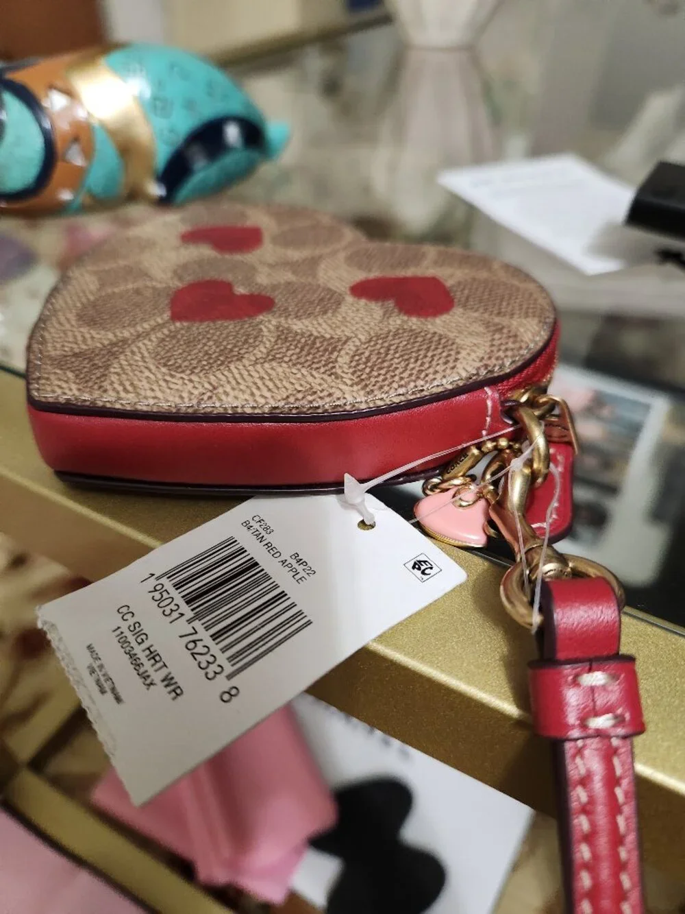 Coach Signature Heart Wristlet / Change Purse NWT